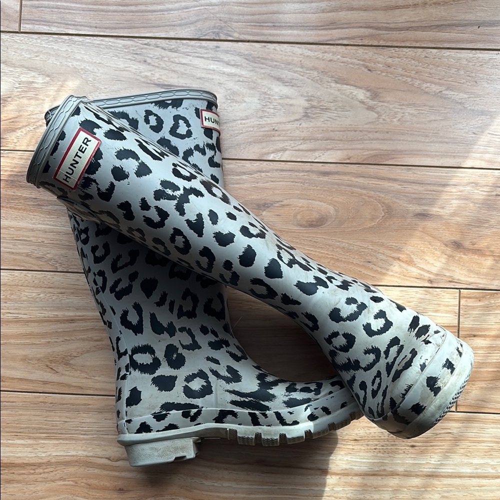 Girls Hunter Leopard Print Rain Boots